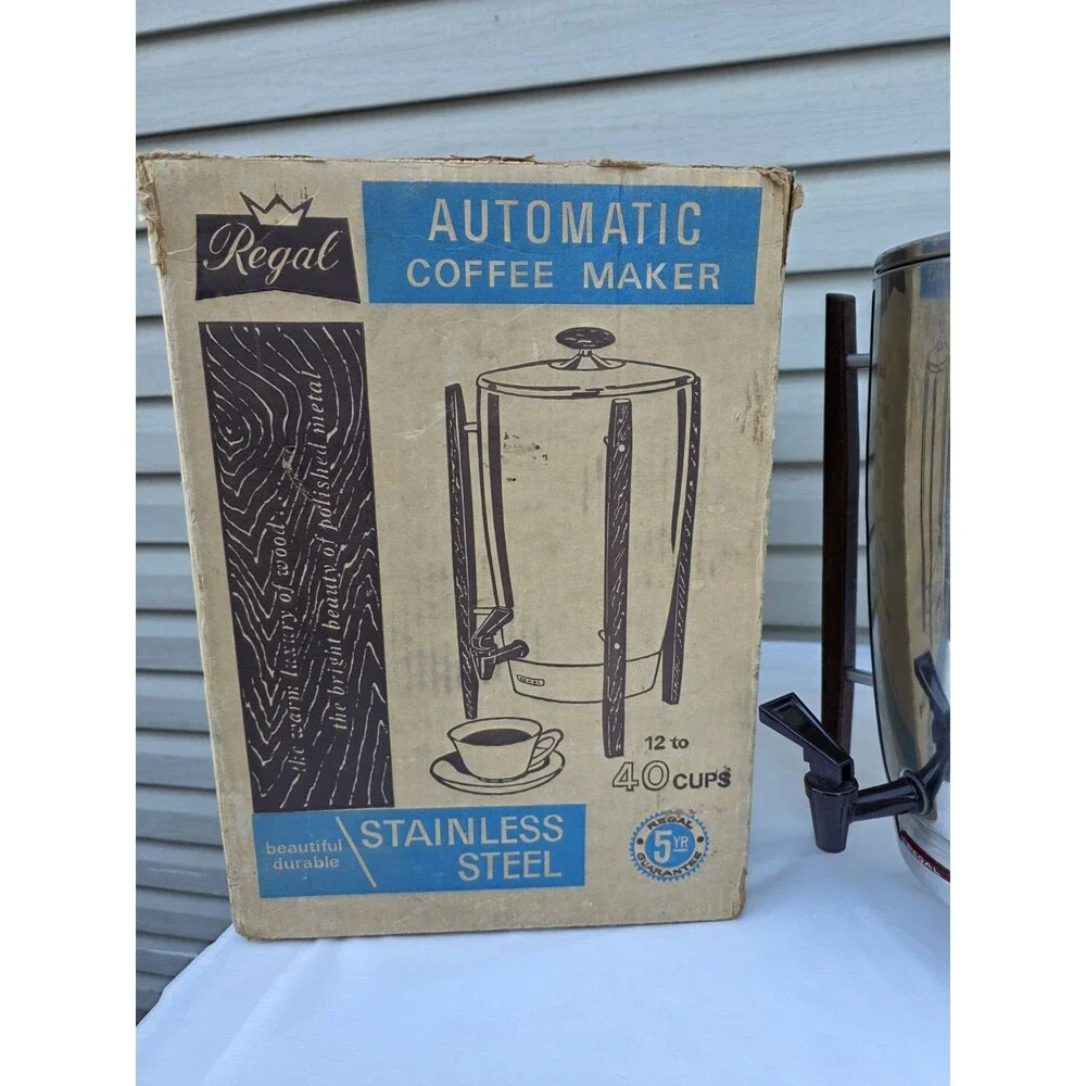 Regal 1350 Coffee Maker Pot Percolator “Atomic Bullet” 12- 40 Cup Stainless 60's